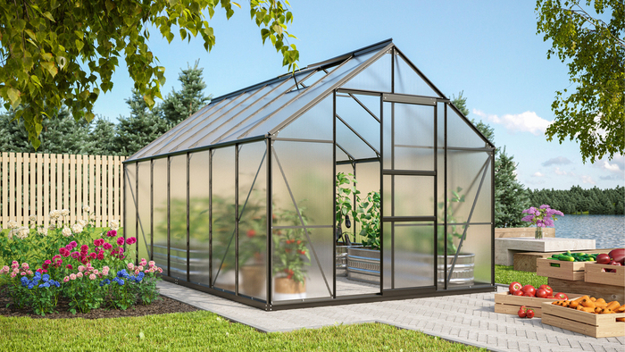 Växthus Merkur 11500 Svart Poly Sockel 11,5 m² Vitavia
